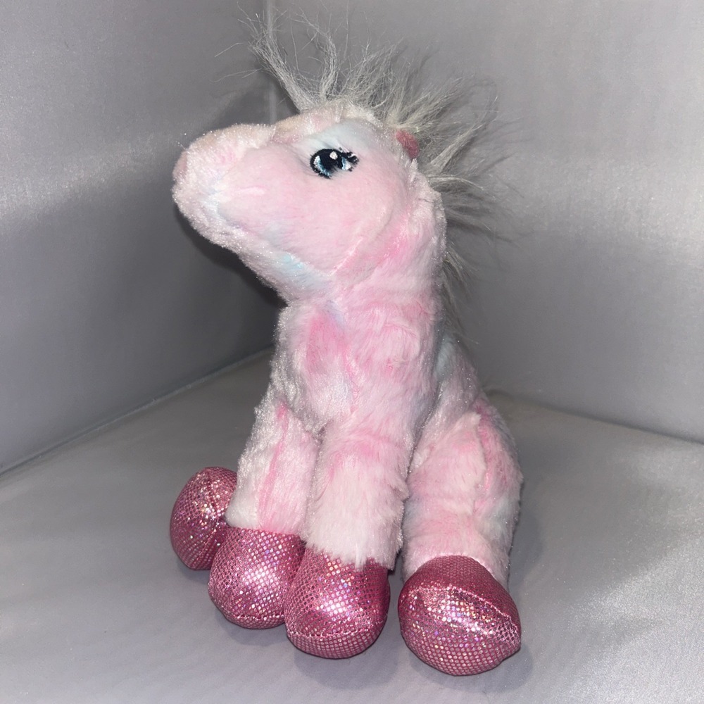 Ganz Webkinz Plush Pink Pony HM117 Glittery Feet 8" No Code Stuffed Animal Toy